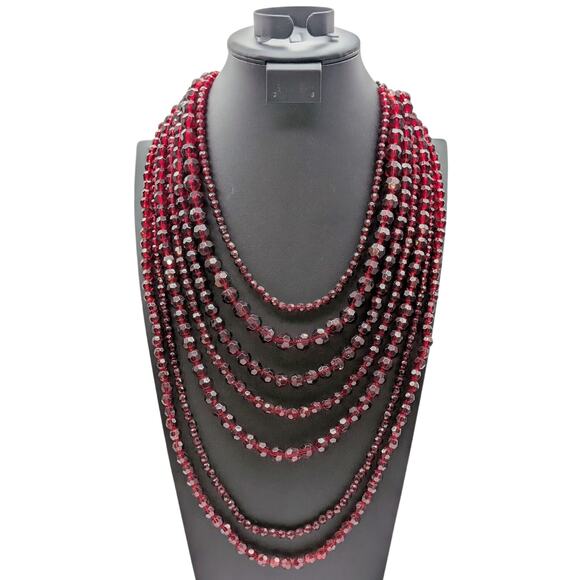 Vintage Grazino Seven Strand Sparkling Wine Acrylic Bead 19"-22" Necklace - Picture 1 of 5